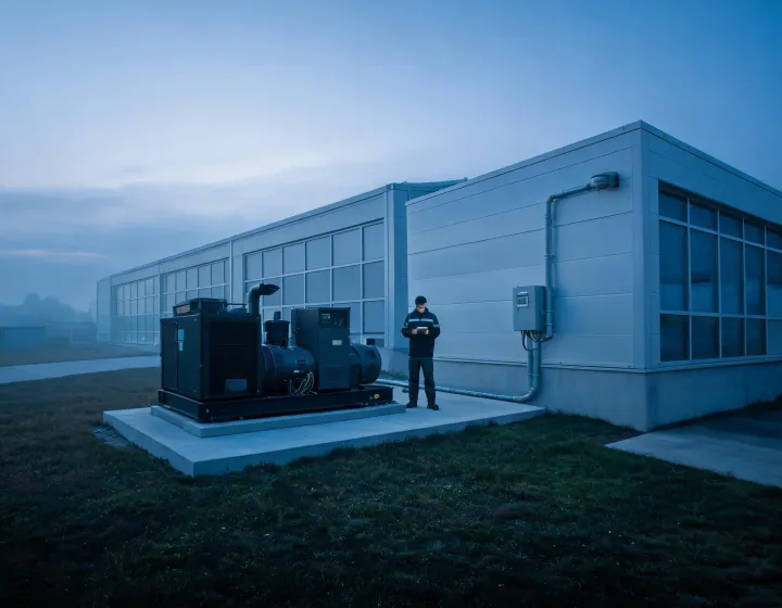 Connected commercial standby generator at an operating facility